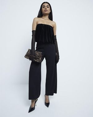 River Island Jumpsuit Petite Velvet Bubble Bandeau - Blue