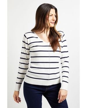 Wallis Breton Stripe Knitted Jumper - White
