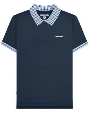 Lambretta Gingham Big & Tall Polo Shirt Cotton - Blue