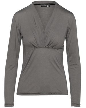 Conquista Dark Cashmere Blend Long Sleeve Faux Wrap Top - Grey