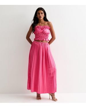Gini London Hot Pleated Maxi Skirt - Pink