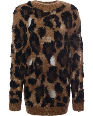 Junya Watanabe Mohair Distressed Leopard Jumper - Black