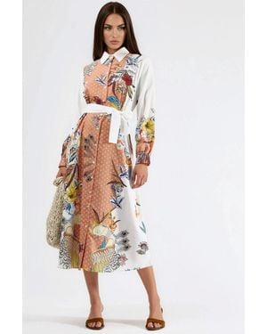 Msn-Collection Floral Maxi Dress With Button Closure - Multicolour