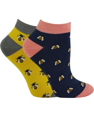Miss Sparrow 2 Pair Multipack Ladies Bamboo Trainer Socks - Blue