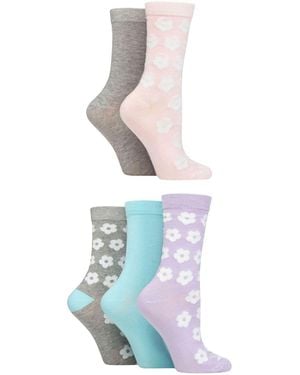 Wildfeet 5-Pack Jacquard Patroon Crew Sokken - Blauw