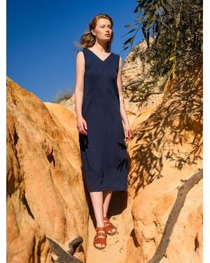 Celtic & Co. Slub Jersey Sleeveless Midi Dress - Blue