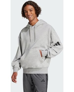 adidas Essentials Loose-Fit 3 Bar Logo French Terry Hoodie - Grey