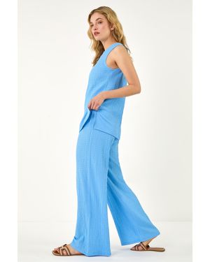 D.u.s.k Textured Wide Leg Stretch Trouser - Blue