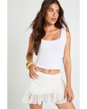 Boohoo Ruffle Wrap Mini Skirt - White
