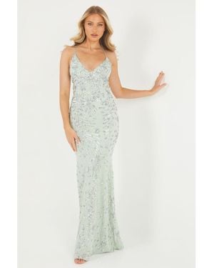 Quiz Sage Sequin Cross Back Maxi Dress - White