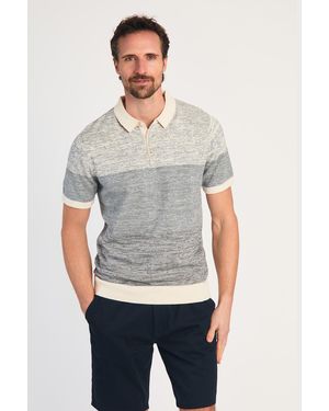 Kensington Eastside Cotton Colour Block Button-Up Polo Shirt - Grey