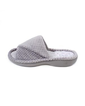 Totes Isotoner Popcorn Turnover Mule Slippers Pale - Grey
