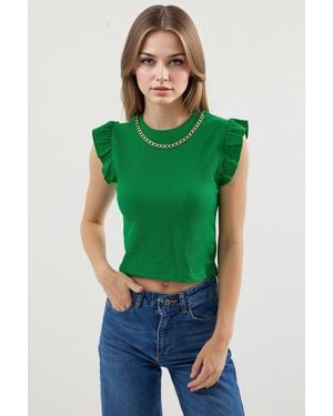 Bigdart Ribbed Sleeveless Crew Neck Blouse - Green