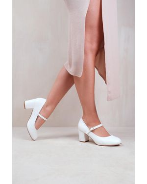 Where's That From 'Araceli' Extra Wide Fit Block Heel Mary Jane Court Shoes - White