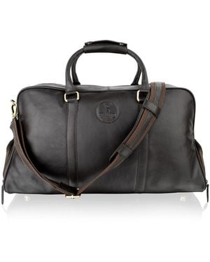 Woodland Leathers Leather Large 20.0" Holdall Twin Handles Adjustable Removeable Shoulder Strap Side Shoe Compartment - Black