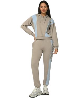 Tom Barron Dames Trainingspak Believe Met Halve Rits En Applicatie - Naturel