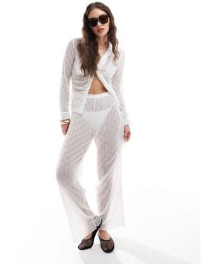 Vero Moda Textured Sheer Beach Trouser Co-Ord - White