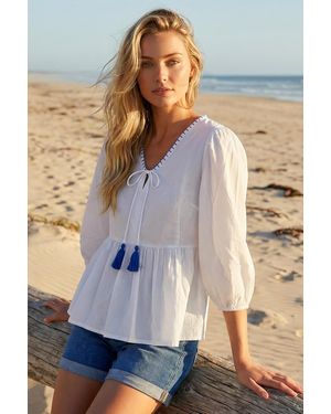 D.u.s.k Tassel Tie Front Blouse - Grey