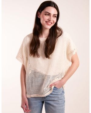 Blue Vanilla Crochet Batwing Oversized Top - Natural