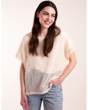 Blue Vanilla Crochet Batwing Oversized Top - Natural