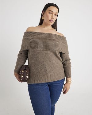 River Island Jumper Knitted Bardot - Brown