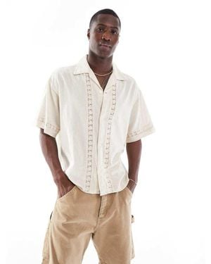 Jack & Jones Revere Collar Shirt With Floral Applique - White