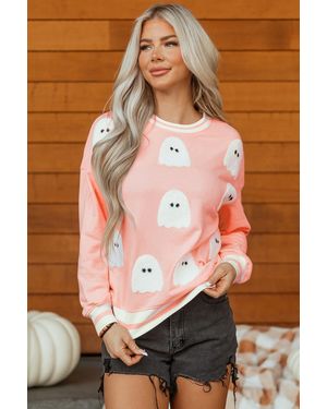 Azura Exchange Ghost Appliqu Sweater Met Capuchon - Bruin