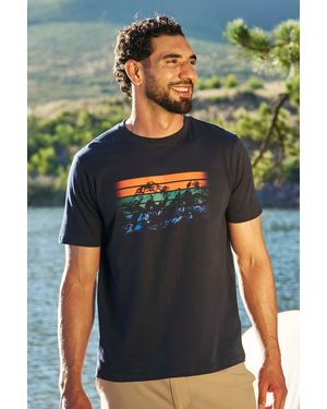 Mountain Warehouse 'Sunrise' T-Shirt Round Neck Breathable Casual Tee Cotton - Blue
