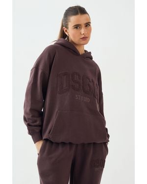 DSGN Studio Towelling Applique Oversized Hoodie - Red