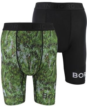 Björn Borg 2 Pack Performance Moisture-Wicking Boxers With Long Leg For - Green