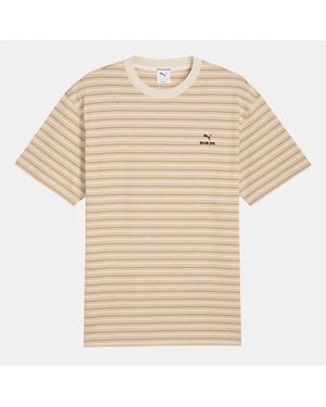 PUMA Dortmund Mmq Striped T Shirt - Natural