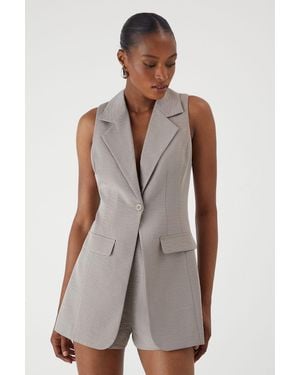 MissPap Linen Look Tailored Blazer Playsuit - Grey