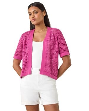 Roman Open Knit Cardigan - Pink