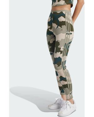 adidas Essentials 3-Stripes Camo Print 7/8 Length Leggings - Green