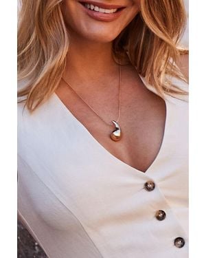 Sosandar Tear Drop Pendant Necklace Metallic