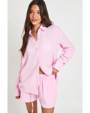 Boohoo Oversized Long Sleeve Shirt - Pink