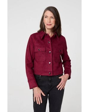 Izabel London Faux Suede Cropped Collared Jacket