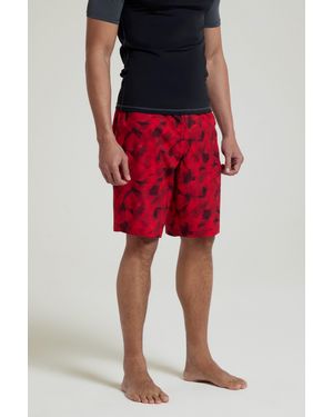 Mountain Warehouse Printed Swim Shorts Stretchy Uv Protection Swimming Trunks - Red