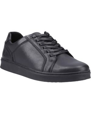 Hush Puppies Madden Leather Trainers - Black