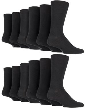 Gentle Grip 12 Pairs Loose Top Socks - Black