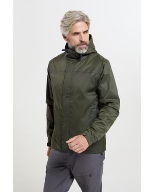 Mountain Warehouse 'Torrent' Rain Jacket With Zipped Pockets Waterproof Adjustable Hem - Green