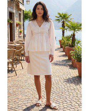 D.u.s.k Lace Pintuck Top - White