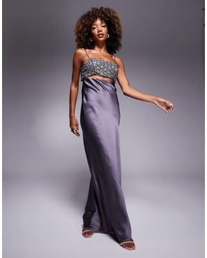 ASOS Embellished Cup Satin Maxi Dress - Purple