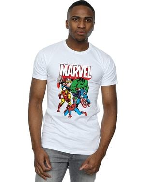 Marvel Hero Group Cotton T-Shirt - White