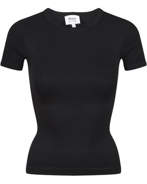 Ruey Ladies Essentials Basic T-Shirt Sculpting Recycled Stretch Everyday Fit - Black