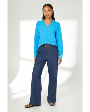 PRINCIPLES Textured Long Sleeve Top - Blue