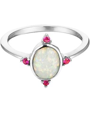 SEOL + GOLD Sterling Opal And Ruby Oval Ring - Metallic