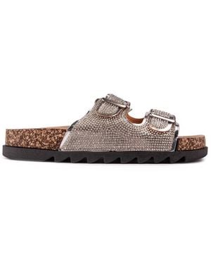 SOLESISTER Cat Wide Fit Footbed Sandals - Brown