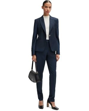 BOSS Tanuri Solid Patterned Straight Chinos - Blue