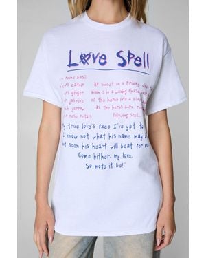 Nasty Gal Love Spell Graphic Oversized T-Shirt - Blue